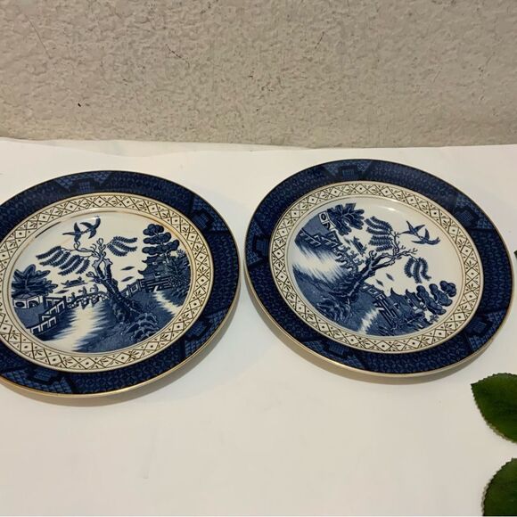 Blue Willow Double Phoenix Nikko Ironstone Japan Plate 7 1/4 In. Gold Rim G16 - Picture 2 of 10